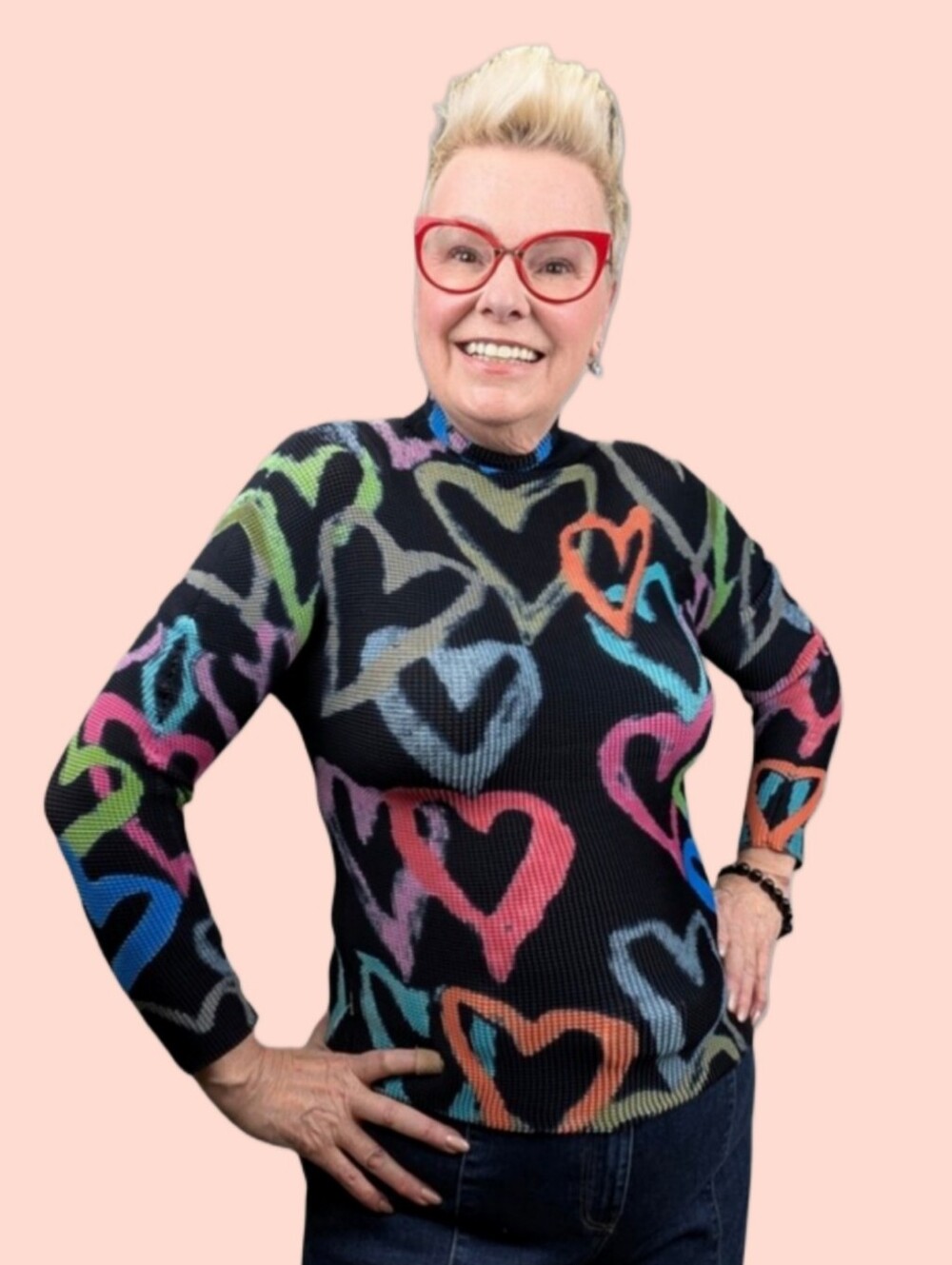 Kate Hewko Mock Neck Graffiti Heart Top – One Size